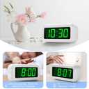 KWANWA 12 Inch Large Display Digital Alarm Clock for Kids & Adults, Dimmable LED Clock with Adjustable Brightness, Easy Snooze, Battery Operated Cordless Desk Clock for Bedroom, Kitchen, (White