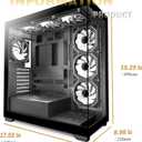 PC CASE 7 PWM ARGB Fans Pre-Installed, Mid-Tower Gaming PC Case, Panoramic Tempered Glass Computer Case with Type-C,360mm Radiator Support,Black,C9