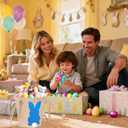 2 x Easter Bunny Basket for Kids, Linen Egg Hunt Bag Soft Fabric, Cute Rabbit Tote Bags Easter Tote Bags for Candy Gifts Storage (Blue)