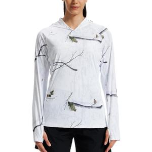 LOOGU Women's UPF 50+ Sun Protection Hoodies Shirts Slim Fit Long Sleeve Lightweight Quick Dry Fishing Hking Outdoor (White)