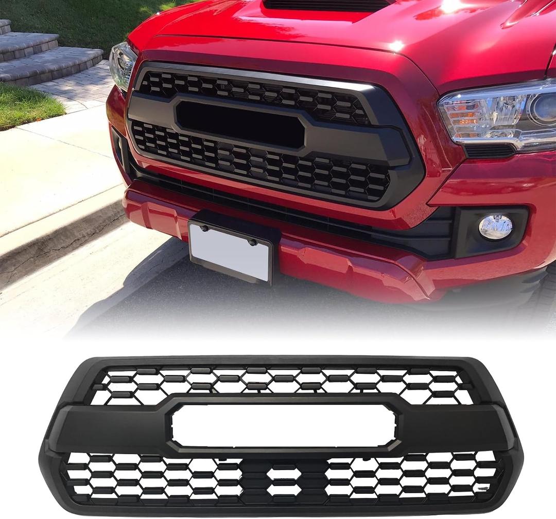 Front Grill for Toyota Tacoma SR/SR5/TRD 2016-2023, Front Bumper Grille Assembly Compatible With Tacoma Accessories Matte Black
