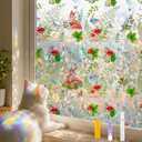 Countewol Privacy Window Films Stain Glass Cling No Glue Anti-UV Window Sticker for Bathroom Bedroom Living Room(Forest Rainbow 70.86" L*30.7" W)