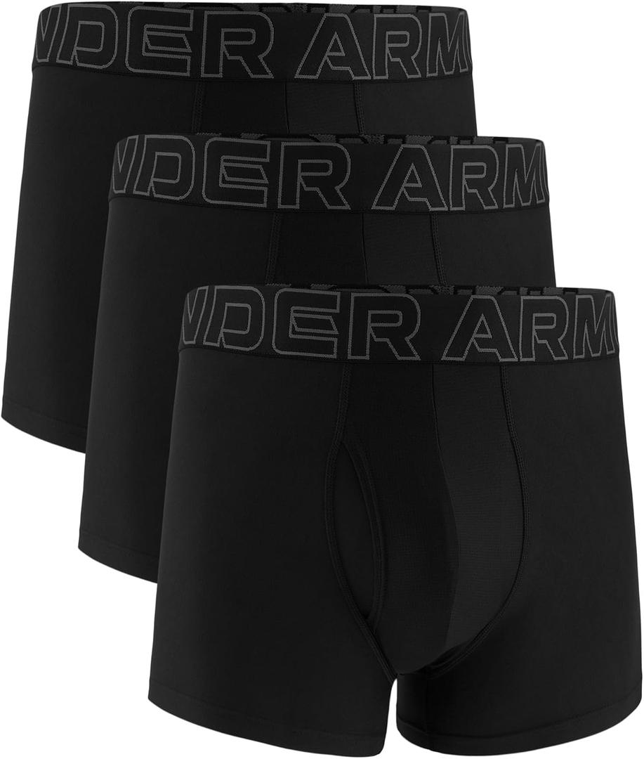 Under Armour Men's Performance Tech Trunk Boxerjock Brief Underwear, 3" Inseam, All-Day Comfort & Ultra-Soft, 3-Pack (Black, M)