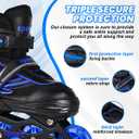 Kids Inline Skates for Girls Boys, Youth and Adult, Adjustable Blades Roller Quad Skates for Men and Women with Full Wheels Illuminating, Outdoor Skates (Large Size, Blue)