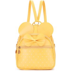 KL928 Girls Bowknot Polka Dot Cute Mini Backpack Small Daypacks Convertible Shoulder Bag Purse for Women (Light Yellow)