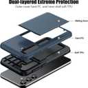 for Samsung Galaxy S25 Plus/S25+ Wallet Case with Card Holder, 2X Screen Protector Dual Layer Heavy Duty Protective Hidden Card Slot Slim Case for Galaxy S25 Plus 6.7" 2025 (Blue)