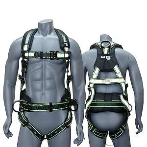 AFP Fall Protection Full-Body Premium Safety Harness, 8” Thick Support Belt, Aluminum D-Rings, Tongue Buckle (OSHA/ANSI PPE) – Fall Protection Harness, Safety Harnesses for Men Construction