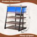 Armocity 5-Tier AV Media Stand with Power Strips, Media Console with LED Lights, Audio Tower Rack with Adjustable Shelves, Stereo Stands and Racks, 40.8'', Black Walnut