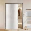 MIULEE Accordion Folding Door Curtains for Doorways, Laundry Room Curtains for Doorway, Room Divider for Open Closet and Bedroom, White, W52 x L78 inches, 1 Panel