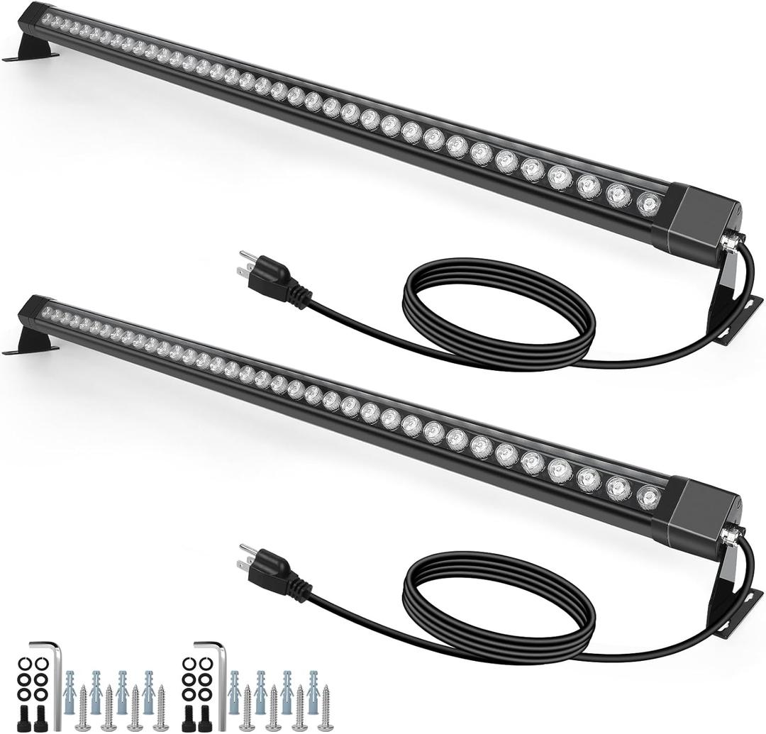 HNRLOY Wall Washer Light,72W 4FT 5000K Daylight White Outdoor Led Wall Washer Light Bars,IP67 Waterproof 120V Plug in LED Light Bar for Garden,Backyard,Building,Courtyard Landscape Lighting(2 Pack)