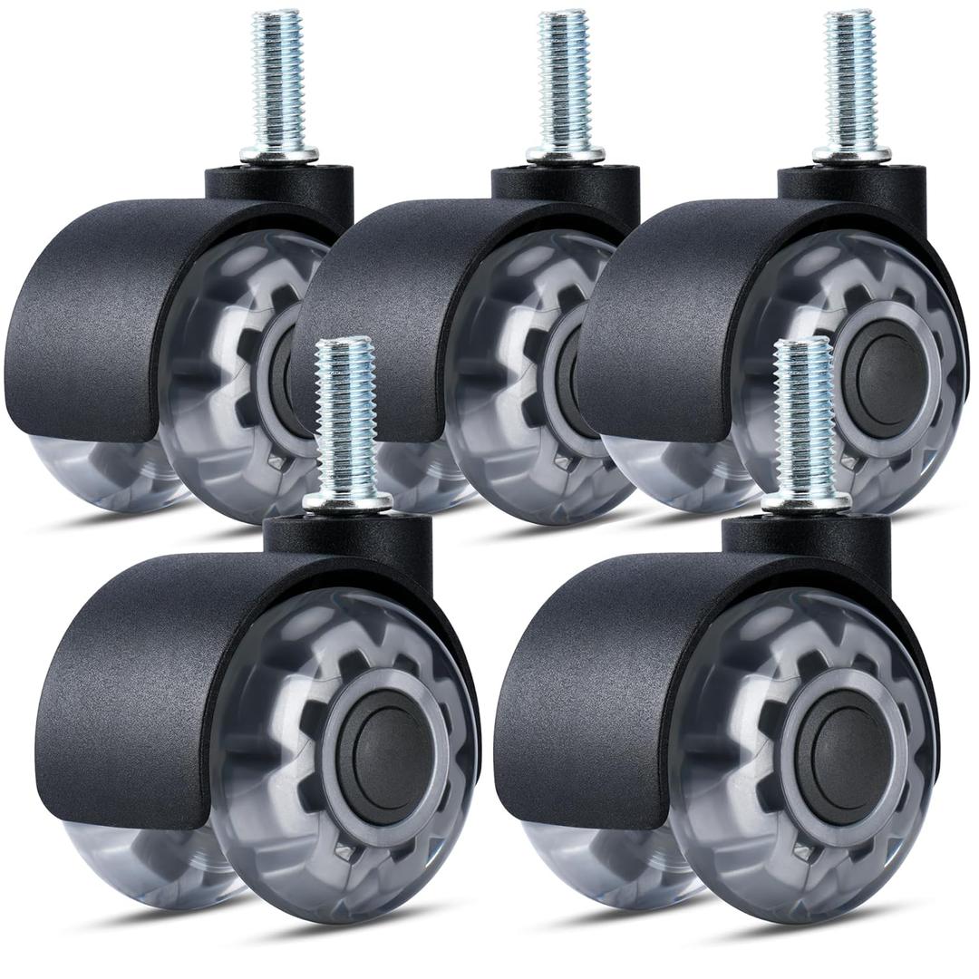 2 Office Chair Caster with M10 x 25 Threaded Stem Heavy-Duty Smooth Rolling Safe for All Floors Silent and Durable Replacement for Home and Office Chairs