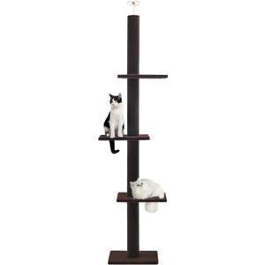 Max & Marlow Cat Tree Floor to Ceiling Cat Tower Height 95-108" Adjustable Kitten Tree Tall Climbing Tree with Carpet Scratching Post and Mat Cat Pole for Indoor Cats, Dark Brown