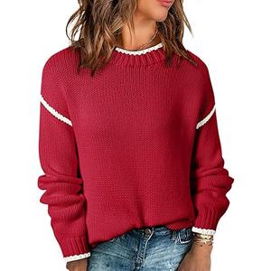 SHEWIN Womens Sweaters Crewneck Long Sleeve Knit Pullover Sweater Casual Fall Tops for Women 2024, Size S