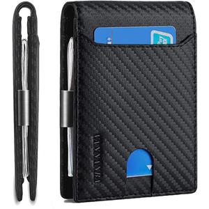 VANNANBA Wallet for Men Bifold Credit Card Holder,RFID Blocking Front Pocket Wallets for Men Teen Boys with Gift Box(Black)