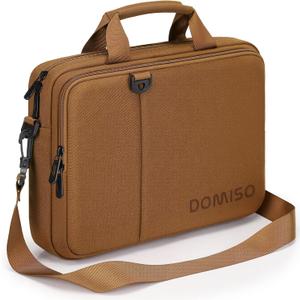 DOMISO 14 inch Laptop Bag Business Briefcase Water-resistant Notebook Messenger Shoulder Bag for 14" MacBook Pro/HP Stream 14 Chromebook 14/IdeaPad ThinkPad/ZenBook,Brown
