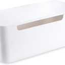 Cable Management Box, Premium Cord Organizer Box to Hide Surge Protector on Desk, Power Strip Cover for TV Computer Home Router Office (White)