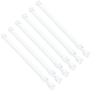 6PCS Small Tension Curtain Rod 16 to 28 Inch,White Short Curtain Rods No Drilling,Loaded Expandable Spring Curtain Rods for Windows Kitchen,Closet,Cupboard,Door,Bookshelf