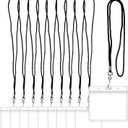 10 Pack Vertical Id Card Holder with Black Lanyard - Waterproof Resealable Zip Name Tag Badge Holders for Id Cards and Tags