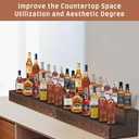 Liquor Bottle Display Shelf, 2 Pack Wood Bar Shelves, Tabletop Wine Rack, Bottle Stand for Liquor Display, Home Bar Display