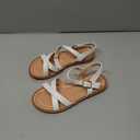 PANDANINJIA Elva Girls Sandals Open Toe Cute Flats Dress Sandals Cross Strappy Summer Shoes Toddler/Little Kid/Big Kid (White), Size 1