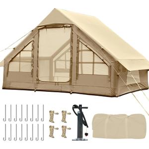 Inflatable Tents for Camping,Easy Blow Up Tent with Hand Pump,4 Seasons Waterproof Air Inflatable Camping Tent House for Family Weekend Camping (4-6 Person/Beige)