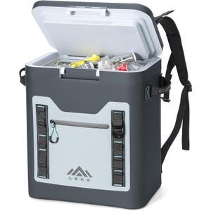 Lekesky Cooler Backpack Insulated Waterproof, 24 Can Soft Sided Portable Leakproof Cooler Lunch Bag for Women Men Travel, Hands-Free Zipperless, Black Lekesky Cooler Backpack Insulated Waterproof, 24 Can Soft Sided Portable Leakproof Cooler Lunch Bag for Women Men Travel, Hands-Free Zipperless, Black