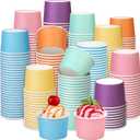 Aodaer 300 Pieces Paper Ice Cream Cups 8 oz Disposable Dessert Bowls 6 Colors Ice Cream Containers Hot and Cold Food Bowls Summer Party Treat Cups for Frozen Yogurt, Dessert, Sundae