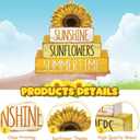 4 Pcs Sunflower Table Decorations Sunflower Tiered Tray Decor Farmhouse Rustic Table Decor Books Stack Signs Block for Home Office Decorations