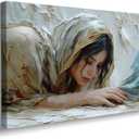 Woman Healed Canvas Wall Art,Framed Jesus' Miracles Wall Art Painting,Bible Art Modern Christian Art Wall Decor Picture Christian Gift Poster Prints for Living Room Church Home Decor 16"x24"