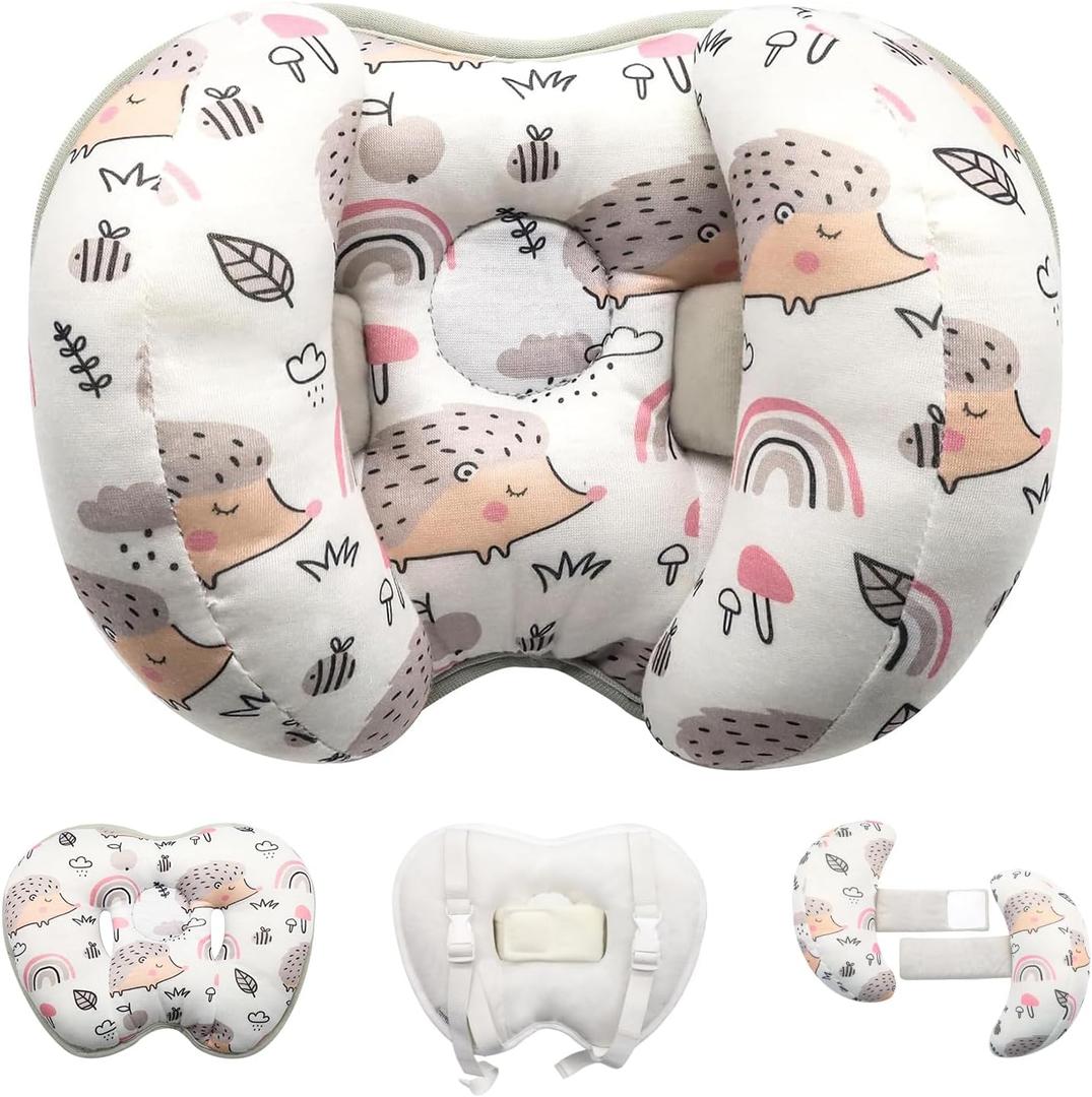 KAKIBLIN Baby Support Pillow, Head and Neck Support, 2 in 1 Banana Neck Pillow for Baby Newborn, Adjustable Head Pillows for Kids (Hedgehog)