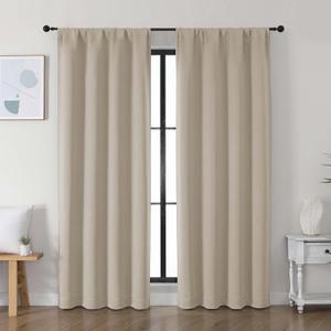 Simplebrand Ava Biscotti Beige Blackout Curtains for Bedroom 72 Inch Length 2 Panels Set, Privacy Thermal Insulated Rod Pocket Door Window Curtains for Patio French Front Door, W40 x L72 Inch