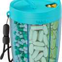 PULIV Large Pill Bottle Organizer, Supplement Organizer for Holding 6 Various Vitamins, Pill Box Case with Anti-Mixing & Wide Opening Design, Easy to Retrieve Meds and 20 Pcs Stick-on Labels, Blue