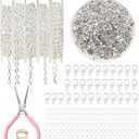 XKCWXY Necklace Chain for Jewelry Making,16.4 ft 5 Rolls Silver Plated Chains for DIY Necklace Bracelet Jewelry Making Accessories with Charm Pendants Jump Rings Lobster Clasps Pliers