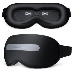 3D Sleep Eye Mask with Removeable Cover for Women Men, Peek-a-Boo Sleeping Mask with Blackout Strip to Allow Some Light in, Eye Cover for Lash Extensions, Blindfold with Adjustable Strap, Inkiness