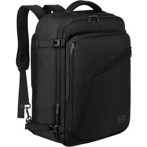 MATEIN Mens Travel Backpack, 27L Lightweight Carry on Backpack for Women, Expandable Business Backpacks, Waterproof Hiking Daypack for Outdoor Sports Rucksack Casual Daypack, Travel Essential, Black (Large)