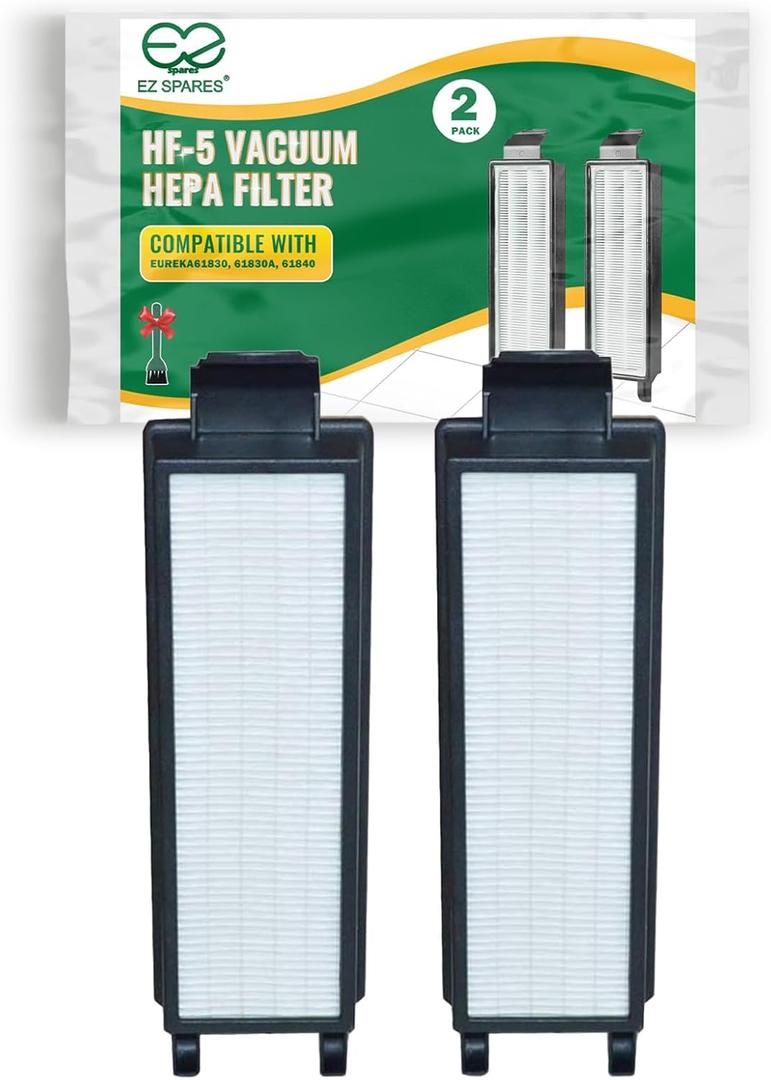 EZ SPARES 2Pcs Vacuum Cleaner Eureka HF5 HF-5 Vacuum HEPA Filter Fits Part # 61830, 61830A, 61840 WASHABLE & REUSABLE Eureka Attachment