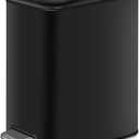 H+LUX Slim Small Bathroom Trash Can with Lid Soft Close,Black Small Trash can for Bathroom Bedroom Office with Removable Inner Wastebasket, Rectangular Foot Pedal Trash Bin, 5L/1.3Gal