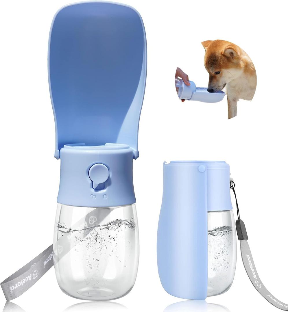Foldable Dog Water Bottle,Portable Water Dispenser,Outdoor Pet Water Bottle for Dog,Cat,Puppy,Walking,Hiking,Travel.Dishwasher Safe,Puppy Accessories,10oz (Blue)