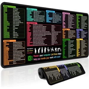 Mouse Pad with Excel Mousepad 31.5 x 11.8in Excel Cheat Sheet Desk Pad Office Desk Accessories for Suppliess DeskMat for Keyboard and Mouse Keyboard Pad XL Large Mouse Pad for Home and Office