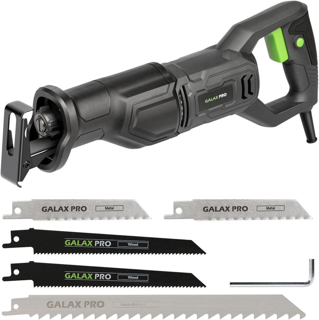 GALAX PRO 120V Reciprocating Saw, 6.0 Amp Variable Speed Corded Reciprocating Saw with1-1/8" Stroke Length, 2800RPM and 6" Max for Wood, Metal, PVC Pipe Cutting