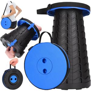 Fishboy Upgraded Collapsible Stool, 400lbs Max Weight, Lightweight But Sturdy, Portable Retractable Folding Telescoping Foldable Camping Stool for Adults Outdoor Fishing Hiking Travel BBQ (Blue)