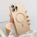 Magnetic Case for iPhone 15 Pro Phone Case for Women Men, Cute Matte Luxury Soft Metallic Luster Design with Camera Lens Protector, Compatible with Magnetic Case for iPhone 15 Pro 6.1"-Gold