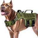 Dog Harness for Large Dogs Heavy Duty, No Pull Tactical Dog Harness with Molle System, Easy On and Off Service Dog Vest, Breathable Padded, Adjustable Reflective Pet Vest for Walking Hiking Training (XL(Neck:21-32",Chest:26-39"),75-135 lbs, Green)