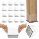 16 Pcs Square Silicone Chair Leg Floor Protector, (Clear 1 1/2").