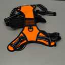 PHOEPET Reflective Dog Harness Large Breed Adjustable No Pull Vest with with Handle 2 Metal Rings 3 Buckles [Easy to Put on & Take Off](L, Orange)