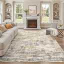 Uermei 9x12 Area Rug for Living Room Washable Abstract Golden Brown Carpet