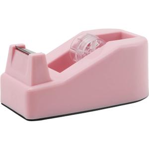 Desktop Tape Dispenser Heavy Duty Desk Accessories Floral Office Tape Dispensers, Weighted Non-Skid Base, Macaron Pink