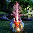 Solar Turtle Garden Statues with LED Lights, Resin Turtles Figurine Outdoor Decorations Colour Changing Optical Fiber Solar Light, Outside Art Decor for Lawn,Yard, Unique Housewarming Gifts (Grey and Brownturtle)