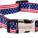 ADOGGYGO Christmas Dog Collar, Deer Santa Xmas Pet Collars Adjustable Soft Blue Christmas Collars for Small Medium Large Dogs (Large)