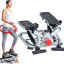 Sunny Health & Fitness Twist Steppers with Resistance Bands, Compact Mini Stair Step Machines for Low-Impact Home Cardio Workouts